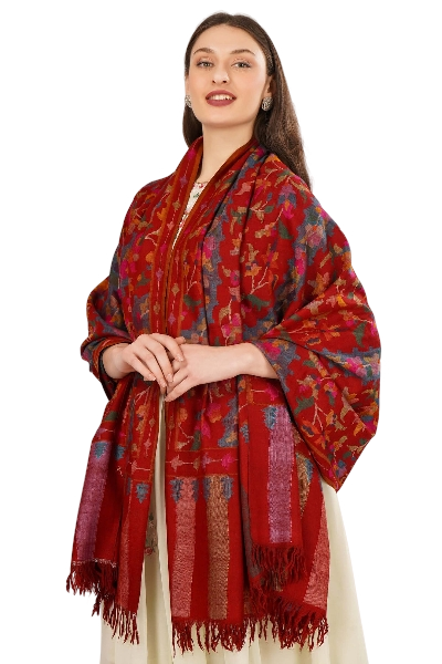 Pashmina Kani Maroon shawl