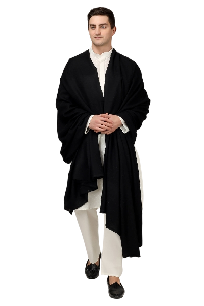 Solid Black Pashmina Mens Shawl