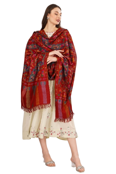 Pashmina Kani Maroon shawl