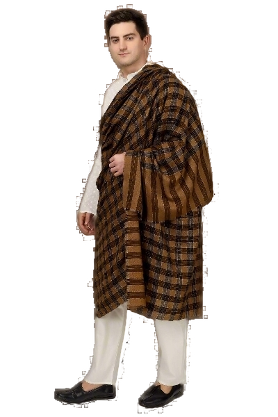 Mens black and Brown Pashmina big check design shaw