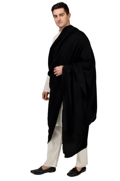 Solid Black Pashmina Mens Shawl